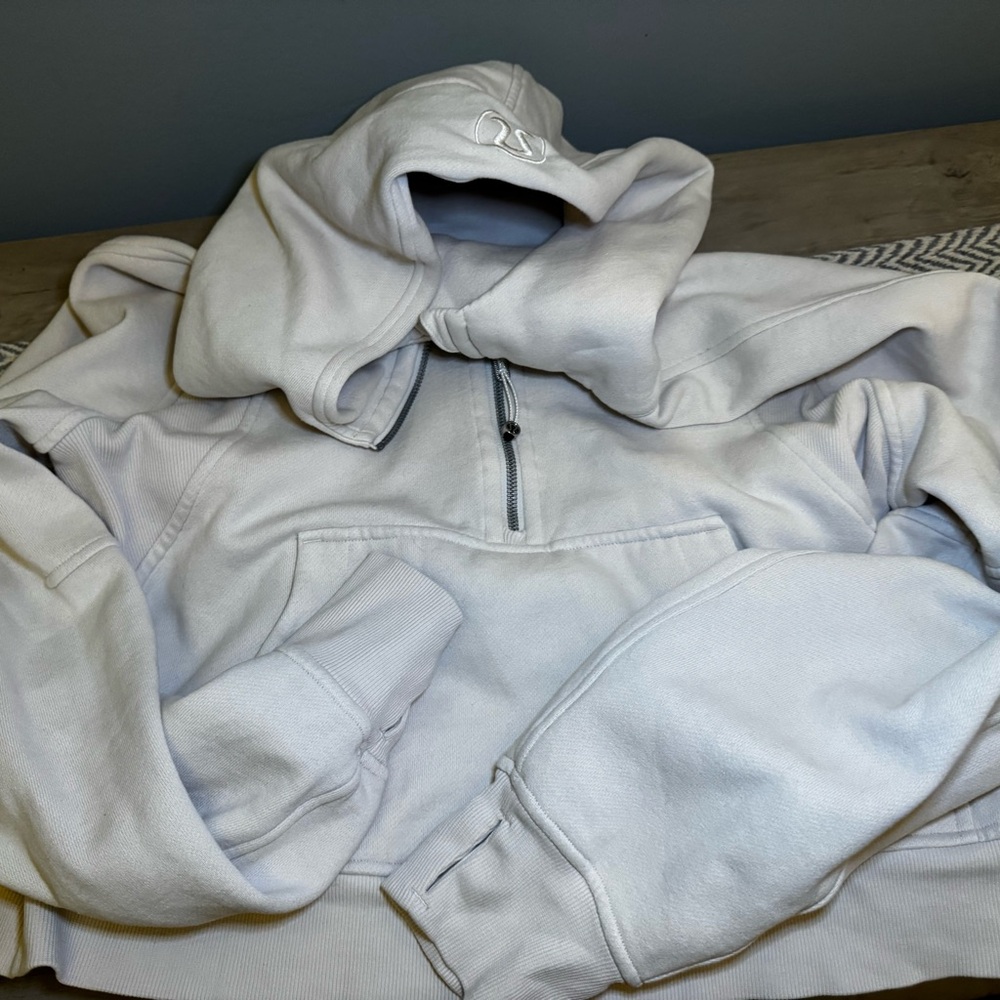 Lululemon Athletica White Half-Zip Hoodie Sweatshirt - Picture 2 of 7